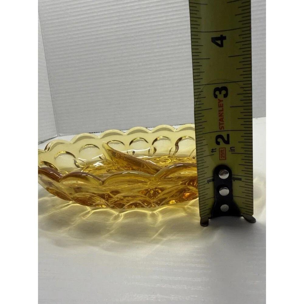 Vintage Anchor Hocking Fairfield Amber Glass Divided Relish Candy Dish